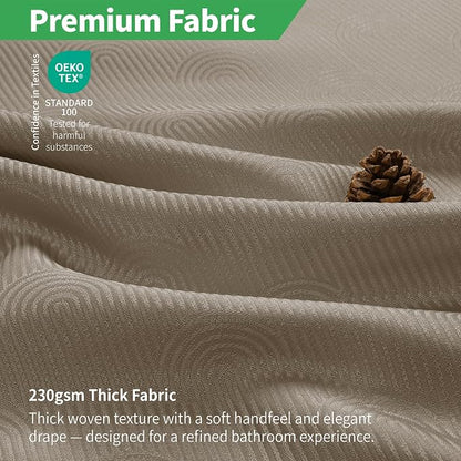 eachope Extra Long No Hook Shower Curtain with Snap-in Liner,71x86,Tan | Boho Arch Textured,230GSM Thick Fabric,Sheer Window,Magnetic Weighted Hem,Waterproof & Machine Washable,for Bathroom,Hotel