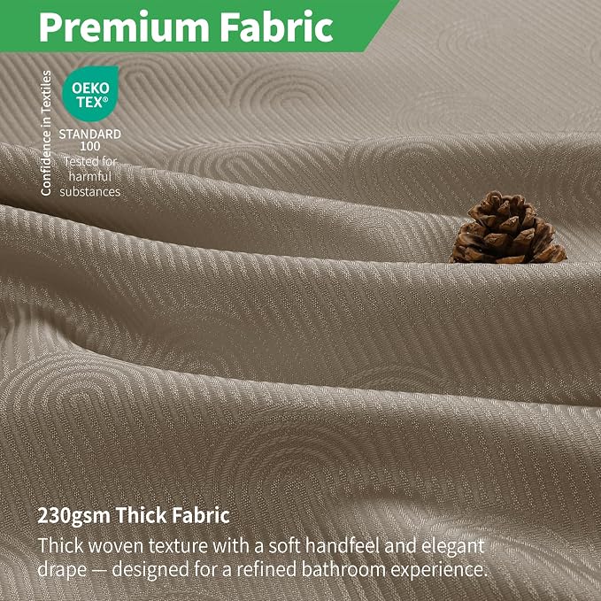 eachope No Hook Boho Arch Shower Curtain with Snap-in Liner Set,71x80,Tan | 230GSM Thick Fabric,Easy to Install,Sheer Window,Magnetic Weighted Hem,Waterproof & Machine Washable,for Bathroom,Hotel