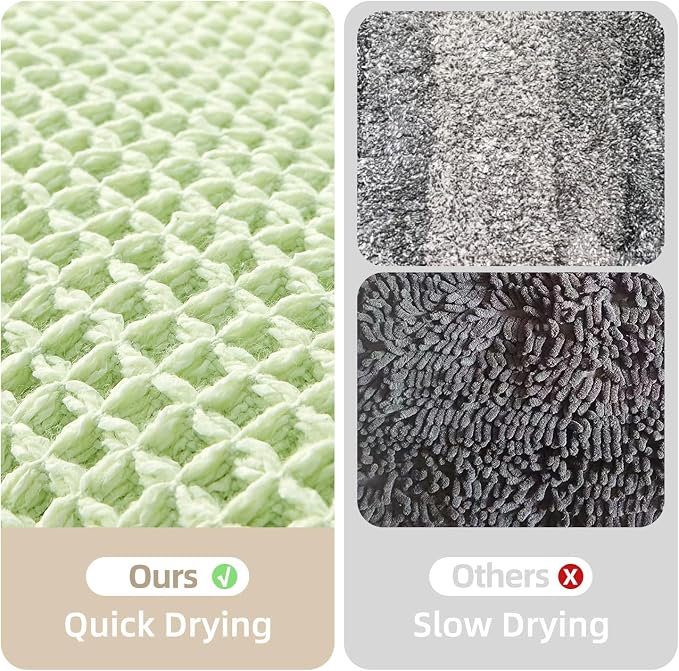 TYUU Waffle Bath Mat, Boho Bathroom Rugs Non Slip, 36x24 Pale Green | Super Absorbent Quick Dry Bath Rug, Non-Slip Backing, Soft Waffle Washable Farmhouse Bathroom Mats, Tub, Shower & Home Decor