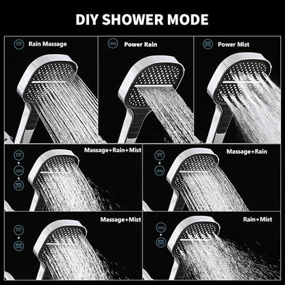 Handheld Shower Head with Extra Long Hose, 8 Setting Square Detachable Hand Held Spray with Upgrade Button & On Off Switch, 79" Hose - Chrome
