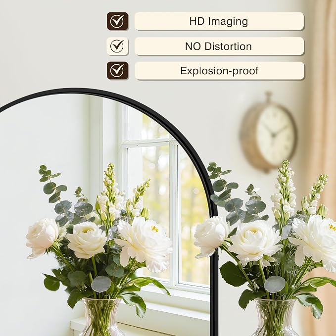 Arched Bathroom Vanity Mirror for Over Sink, 2 Pack 38”x26”, Black | HD Tempered Glass, Anti-Rust Metal Frame, Hanging or Leaning, Wall Mirrors for Bathroom Sink, Bedroom, Living Room, Entryway