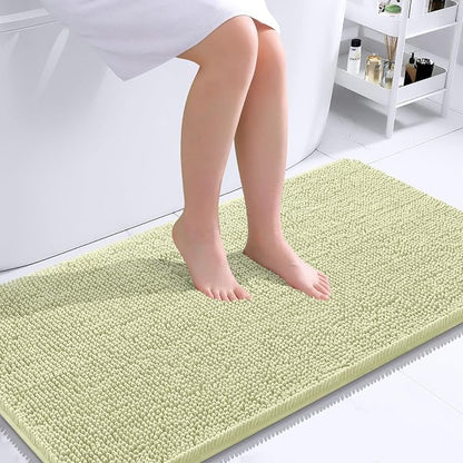 OLANLY Bathroom Runner Rugs 40x24, Extra Soft Absorbent Chenille Bath Rugs | Vanilla, Quick-Drying Rubber Backing, Washable Long Bath Mat for Bathroom Floor, Tub and Shower, Home Decor Accessories