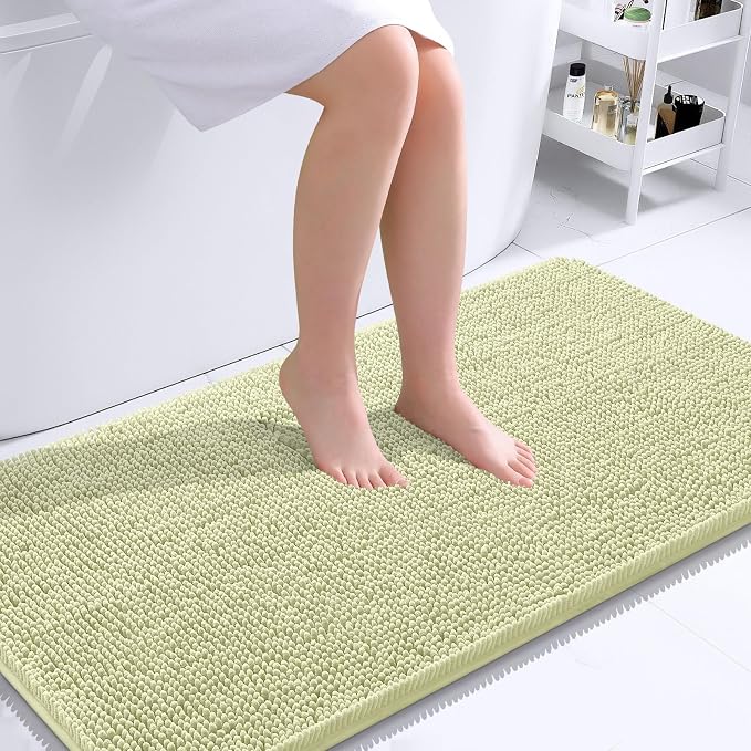 OLANLY Bathroom Runner Rugs 44x24, Soft Absorbent Chenille Bath Rugs, Rubber Backing Quick Dry, Machine Washable Long Bath Mats for Bathroom Floor, Tub and Shower, Home Decor Accessories, Vanilla | Vanilla, Quick-Drying Rubber Backing, Washable Long Ba...