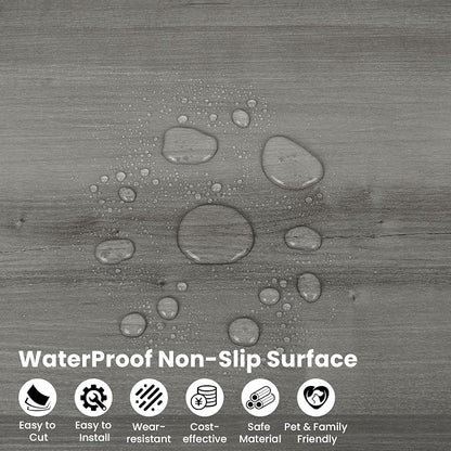 Peel and Stick Floor Tile, 40-Pack 60 Sq.Ft, Natural Grey Wood Grain Look | Self Adhesive and Waterproof for Transfer Bathroom, Kitchen, Living Room, Bedroom(36x6inch)