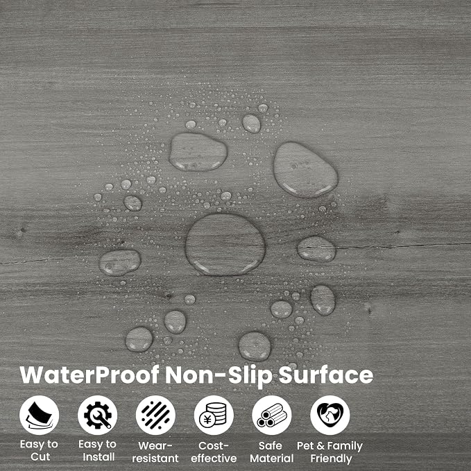 20-Pack 30 Sq.Ft Peel and Stick Floor Tile, Natural Grey Wood Grain Look | Self Adhesive and Waterproof Vinyl Flooring for Transfer Bathroom, Kitchen, Living Room, Bedroom
