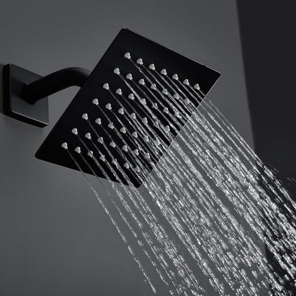SOOOHOT Black Shower Head and Handle Set, Shower Faucet Set with 6-Inch Rain Shower Head, Single-Handle Shower Trim Kit（Valve Included)
