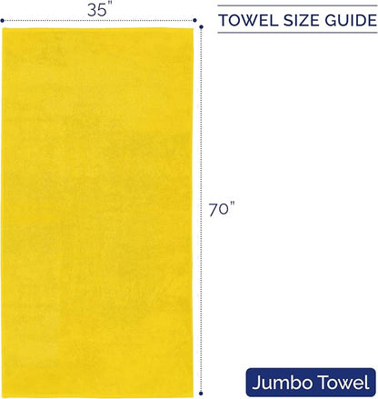 Elegant Comfort Premium Turkish Cotton 1 Piece Jumbo Bath Towel - 35 x 70 inch, Luxurious Hotel Spa Quality 100% Turkish Cotton Large Bath Towel - Highly Absorbent - Soft Bathroom Towel, Yellow