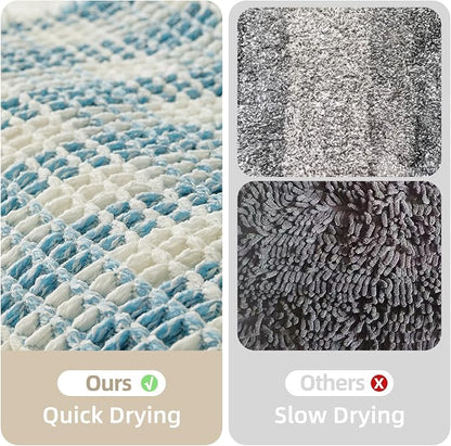 TYUU Waffle Bath Mat, Small Cute Bathroom Rug Non Slip, 24x16 Blue & White | Super Absorbent Quick Dry Bath Rug, Non-Slip Backing, Soft Waffle Washable Farmhouse Bathroom Mats, Tub, Shower & Home Decor