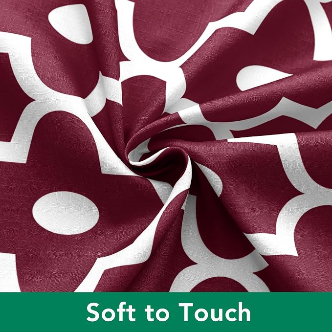 Fabric Modern Extra Long Shower Curtains for Bathroom-Burgundy and White | 72"W x 84"L Textured Faux Linen Elegant Classic Moroccan Bath Decor-Hotel Quality Transitional Washable & Breathable Cloth