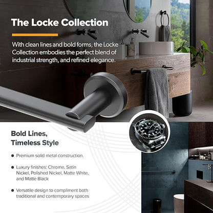 Gatco 5465 Locke Single Robe Hook, Wall Mounted Hook for Bathroom Towels & Robes, Satin Nickel