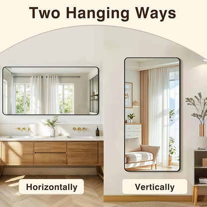Vanity Bathroom Mirror, 30”x60” Black Bathroom Mirror for Over Sink | HD Tempered Glass, Anti-Rust Frame, Vertical or Horizontal, Wall Mirrors for Bathroom Sink, Living Room, Entryway, Bedroom