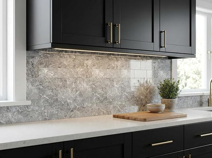 2026 New Upgrade Peel and Stick Backsplash Tile, Peel and Stick 11.34" X 11.57" Wall Tile for Kitchen, Bathroom, Fireplace, Laundry (Polished Gray, 20 Packs)