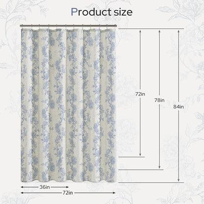 HOMEIDEAS Blue and White Floral Shower Curtain 72x78 Inch | Fresh Farmhouse Bathroom Decor,Waterproof and Machine Washable Fabric,Polyester with 12 Hooks