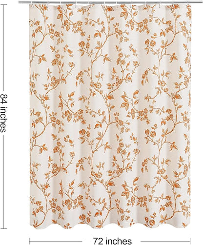 MitoVilla Extra Long Cotton Floral Shower Curtain for Bathroom,72 x 84 | Extra Long BoHo Cottagecore Spring Shower Curtains, Modern Farmhouse Country Plant Leaves Bathroom Décor, 72 x 84