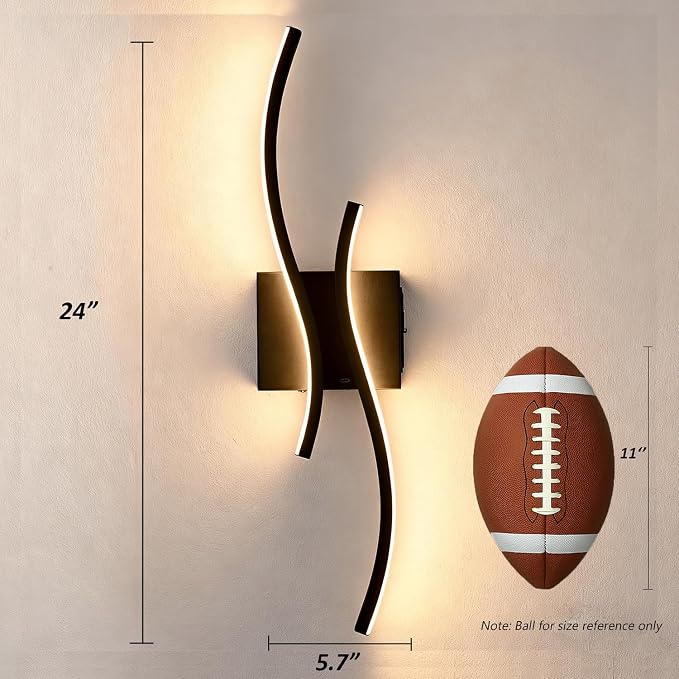 Battery Operated USB Rechargeable Wall Sconce, Black Dimmable LED | Wireless Wall Light with Remote Control, 10000mAh, 3000K-6000K, Minimalist, For Bedroom Hallway Background Staircase, 1 Pack