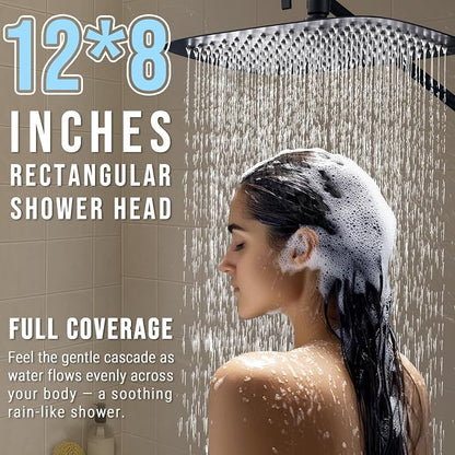 G-Promise All Metal 12 Inch Large Rain Shower Head for Ceiling or Wall | Built to Last, Rust Resistant 304 Stainless Steel, Easy to Install, Full Body Coverage Rainfall Shower Head, Daily SPA