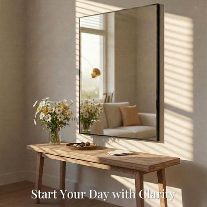 30"x36" Matte Black Framed Rectangle Bathroom Vanity Wall Mirror | Over-Sink Vanity Mirror, Slim Metal Frame, Entryway or Dresser Use, Vertical/Horizontal Mount, Tempered Glass