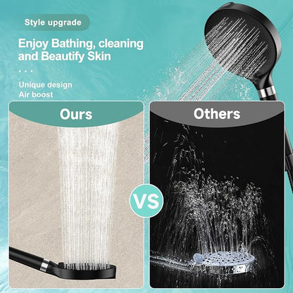 6“ Filtered Shower Head with Handheld, 6-Spray High Pressure Shower Head with Filter for Hard Water, Detachable Handheld Showerhead with Hose and Shower Arm Bracket, Matte Black