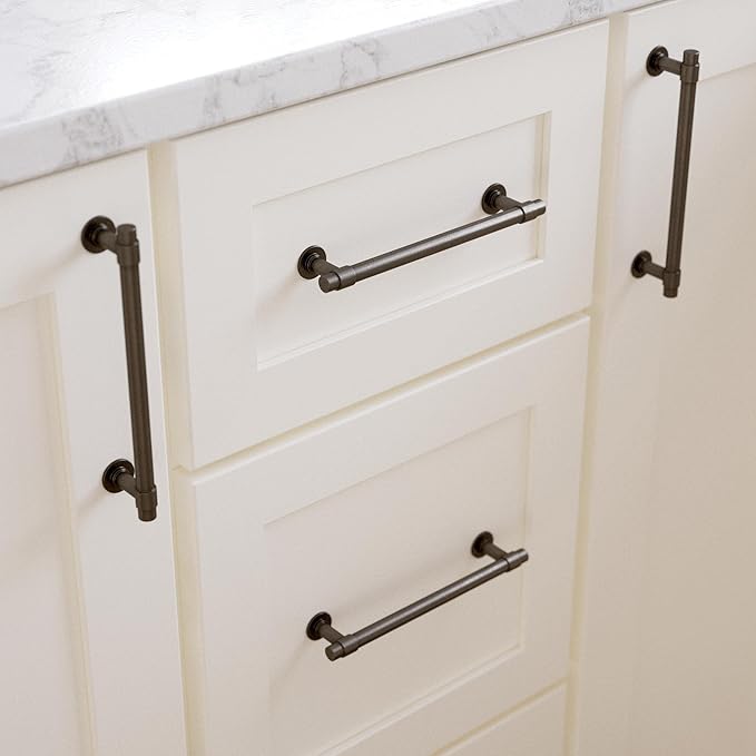Franklin Brass Francisco (5-Pack) Cabinet Handles 5-1/16' Hole Center Soft Iron Kitchen Drawer Pulls Dresser, Furniture Hardware P29618K-SI-B1
