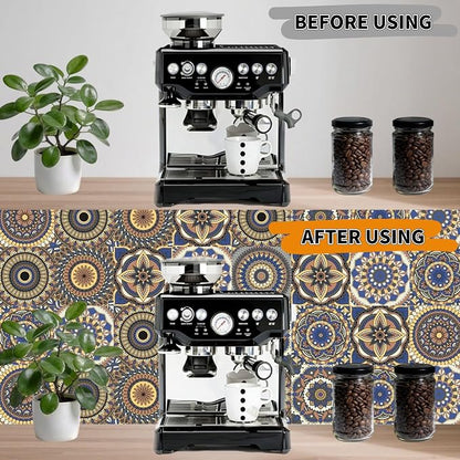 24 PCS Bohemian Floral PVC Peel and Stick Tile Stickers | for Kitchen Bathroom RV, Waterproof Self-Adhesive Removable Backsplash Decals, Easy DIY Upgrade, Smooth Surfaces, 3.94x3.94in