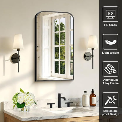 COFENY Bathroom Mirror, 18x30 inch Black Rectangle Wall Mounted Mirror with Thin Frame, Bathroom Vanity Mirrors for Over Sink, Entryway, Living Room, Bedroom