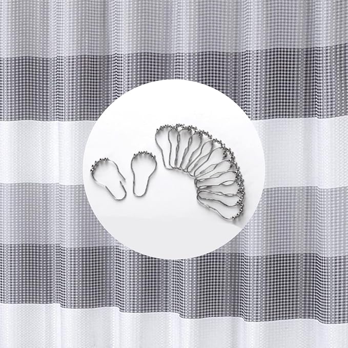 Dainty Home Waffle Weave Waterproof Shower Curtains, Grey 70" x 72", Bath Curtains, Shower Curtain Waterproof Fabric with 12 Roller Ball Hooks