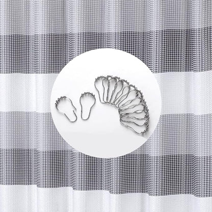 Dainty Home Waffle Weave Waterproof Shower Curtains, Grey 70" x 72", Bath Curtains, Shower Curtain Waterproof Fabric with 12 Roller Ball Hooks