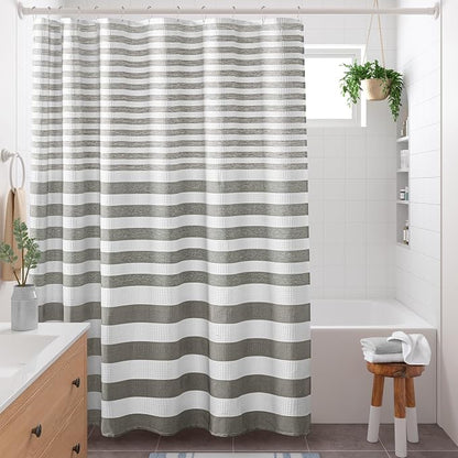 Madison Park Standard Shower Curtain for Bathroom, Grey Ombre, 72" x 72" | Ariana Ombre Cozy, Spa Quality Modern Waffle Weave Contemporary, 3M Scotchgard Treatment, Machine Washable