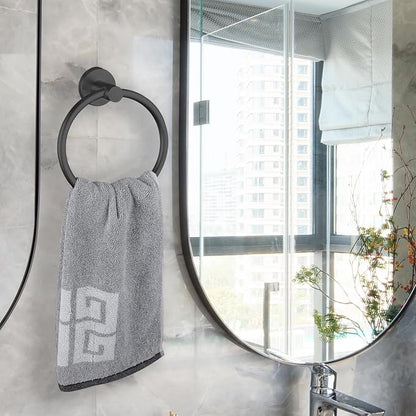 Black Bathroom Hardware Set, Towel Ring & Toilet Paper Holder, Stainless Steel SUS304, Hand Towel Hanger & Toilet Roll Holder, Sturdy Bathroom Accessories for Home or Kitchen