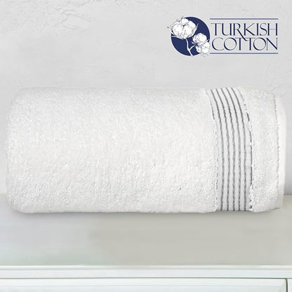 Elegant Comfort Premium Super Soft Highly Absorbent 1 Piece Oversized Bath Sheets - 40" x 80" inch, Luxurious Hotel Spa Quality 100% Turkish Cotton Extra Large Bath Towels for Adults, White/Gray