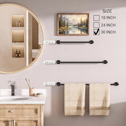 FORIOUS Bathroom Accessories, 4-Piece Bathroom Hardware Set - 30" Towel Bar | Brushed Nickel | Towel Hooks, Towel Racks for Bathroom, Toilet Paper Holder Wall Mounted, Towel Ring | SUS304 Stainless Steel