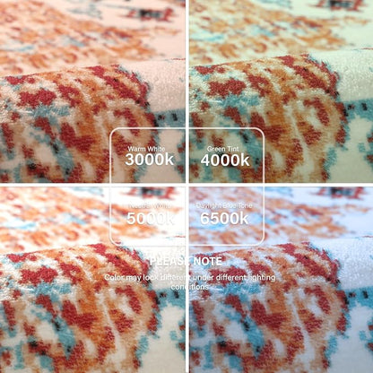 Lahome Washable Round Rugs 5'3"ft, Bohemian Orange Circle Rugs for Living Room, Entryway Round Area Rug, Floral Medallion Soft Non Slip Nursery Carpet for Bedroom Dining Coffee Table