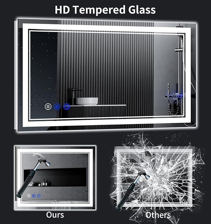 48"x30" LED Bathroom Mirror with Lights,Anti-Fog,3 Color Modes