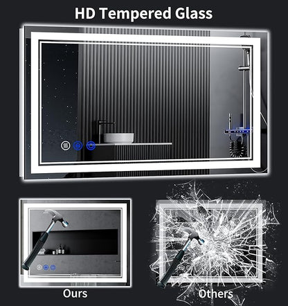48"x36" LED Bathroom Mirror with Lights,Anti-Fog,3 Color Modes
