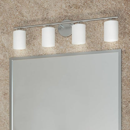 Progress Lighting 4-Light Etched White Glass Modern Bath Vanity Light, Replay Collection, Brushed Nickel (P2160-09)