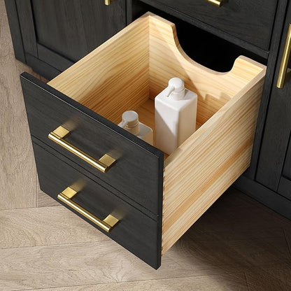OVE Decors Bailey 48 in. W x 22 in. D x 34.5 in. H Bath Vanity in Matte Black Wood with White Premium Quality Countertop