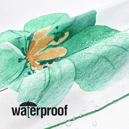 Mint Green Beige Watercolor Floral Fabric Shower Curtain, 72x72 | Waterproof Fabric, Modern Minimalist Floral Print, Machine Washable, Rustproof Grommets, for Bathroom
