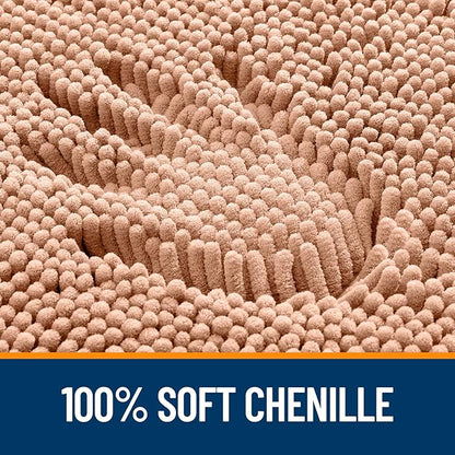 OLANLY Large Bathroom Rugs 50x30, Extra Soft Absorbent Chenille Bath Rugs | Peach, Quick-Drying Rubber Backing, Machine Washable Bath Mat for Bathroom Floor, Tub and Shower, Home Decor Accessories