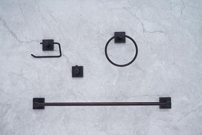 SENTO VINTO Bathroom Accessories Set, Heavy Duty Metal Bath Hardware Set Wall Mounted, Includes Robe Hook, Standard Toilet Paper Holder, Towel Ring, 24” Towel Bar (4-Piece, Oil Rubbed Bronze)