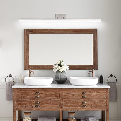 48in Modern LED Brushed Nickel Vanity Light Bar, Adjustable Bathroom Light Fixtures Over Mirror, Dimmable 46W 3200LM 5000K Cool White