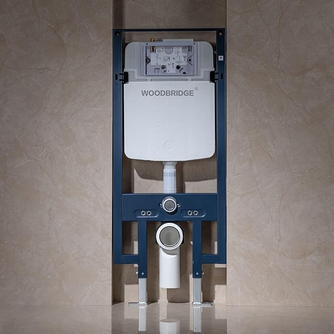 WOODBRIDGE In-Wall Toilet Tank with Polished Chrome Actuator Plate, 0.8 GPF/1.60 GPF Dual Flush,Carrier System for 2 x 4 stud installation, WHTA001