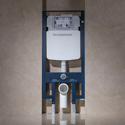WOODBRIDGE In-Wall Toilet Tank with Polished Chrome Actuator Plate, 0.8 GPF/1.60 GPF Dual Flush,Carrier System for 2 x 4 stud installation, WHTA001
