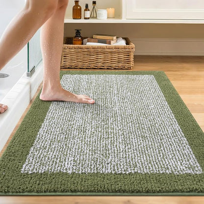 48x32 Large Bathroom Rugs Washable Non Slip, Olive Green Bath Mat for Bathroom Floor Tub, Soft Absorbent Quick Dry Mats for Shower, Bathtub,Home Decor