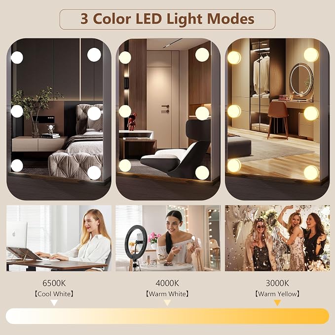 Dystler Over the Door Jewelry Cabinet with Mirror, 12 Hollywood Bulbs, Lock | 72 Earring Slots & 24 Necklace Hooks, Velvet Interior, Hanging Door or Wall Mount, 3-Color LED Lights,Girls, Women Ideal Gift