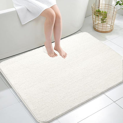 OLANLY Large Bathroom Rugs 40x32, Extra Soft Absorbent Chenille Bath Rugs | Ivory, Quick-Drying Rubber Backing, Machine Washable Bath Mat for Bathroom Floor, Tub and Shower, Home Decor Accessories
