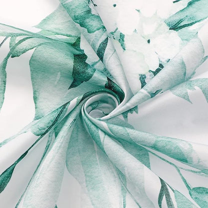 Teal Eucalyptus Shower Curtain, Watercolor Floral Print, 60x72 | Watercolor Plant Leaves Floral Print, Stall Waterproof Fabric Bathroom Decor, Machine Washable, Rustproof Grommets