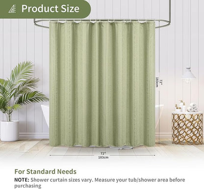 Sage Green Shower Curtain Boho, Cotton Blend Waffle Shower Curtain Farmhouse, Fabric Shower Curtains for Bathroom, Hotel, Washable 72 x 72