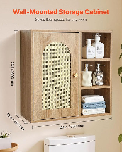VEVOR Bathroom Wall Cabinet, 5 Height Levels, 23" W x 23" H Medicine Cabinet Wall Mounted, Hanging Organizer with Shelves for Laundry Room Kitchen Restroom