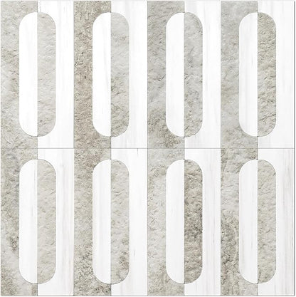 STICKGOO Peel and Stick Backsplash Tiles 12"x12", Waterproof Stick on Kitchen & Bathroom Backsplash, PVC Self Adhesive Wall Tiles for Fireplace, White/Beige Slate (10 Sheets)