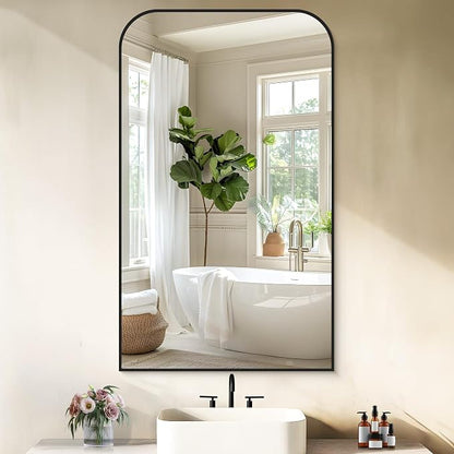 COFENY Bathroom Mirror, 24x40 inch Black Rectangle Wall Mounted Mirror with Thin Frame, Bathroom Vanity Mirrors for Over Sink, Entryway, Living Room, Bedroom